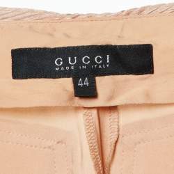 Pre Owned Gucci Nude Pink Silk Belt Detail Trousers M