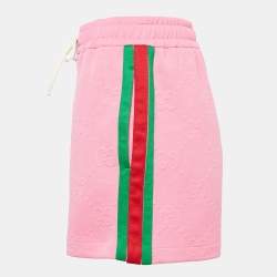 Gucci Pink GG Jacquard Jersey Web Stripe Shorts S
