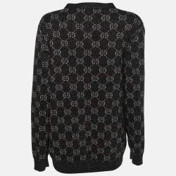 Gucci Black GG Lurex Knit Button Front Cardigan L