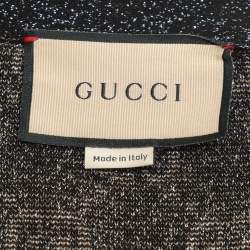 Gucci Black GG Lurex Knit Button Front Cardigan L