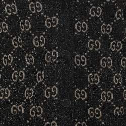 Gucci Black GG Lurex Knit Button Front Cardigan L