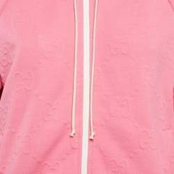 Pre Owned Gucci Pink  GG Jersey Jacquard Web Stripe Zip-Up Jacket S