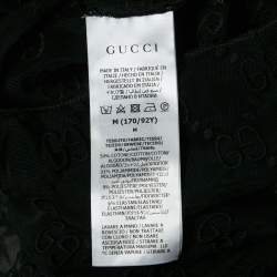 Pre Owned Gucci Black GG Embroidered Tulle Long Sleeve Sheer Top M