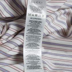 Gucci White Stripe Cotton Detachable Embellished Collar Shirt Dress M