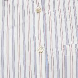 Gucci White Stripe Cotton Detachable Embellished Collar Shirt Dress M