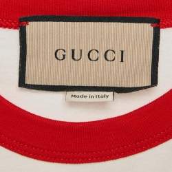 Pre Owned Gucci White Embroidered Cotton Sine Amore Nihil T-Shirt L