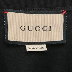 Pre Owned Gucci Black Sequin Embroidered Cotton Crop T-Shirt M