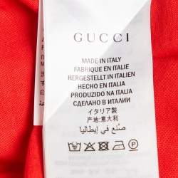 Gucci Red Vintage Logo Print Jersey Distressed Tank Top S