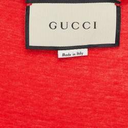 Gucci Red Vintage Logo Print Jersey Distressed Tank Top S
