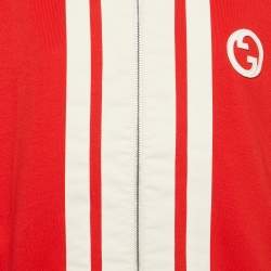 Gucci Red Round Interlocking Applique Jersey Skirt and Jacket Set L