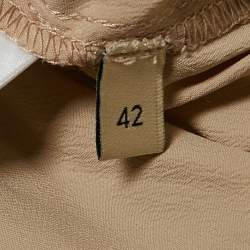 Pre Owned Gucci Beige Swiss Dot Tulle One-Shoulder Maxi Dress M