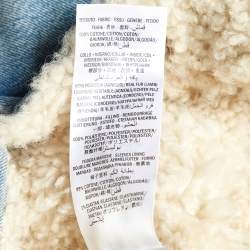 Pre Owned Gucci Blue Floral Appliqued Denim & Shearling Jacket M