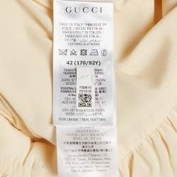 Pre Owned Gucci Yellow Silk Ruched Detail Mini Dress M