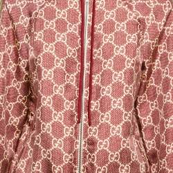 Gucci Red GG Supreme Silk Zip-Up Jacket XS