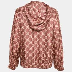 Gucci Red GG Supreme Silk Zip-Up Jacket XS