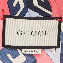 Pre Owned Gucci Pink Geometric Print Silk Pleated Flare Hem Trousers S