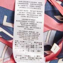 Pre Owned Gucci Pink Geometric Print Silk Pleated Flare Hem Trousers S