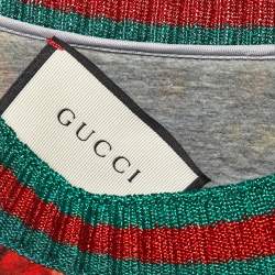 Pre Owned Gucci Multicolor Floral Print Cotton Sequined Sweatshirt S