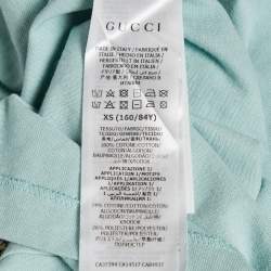 Pre Owned Gucci Blue Heart Applique Jersey Liberty London Edition T-Shirt XS