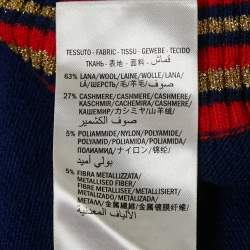 Gucci Navy Blue Cube Intarsia Lurex Wool Knit Sweater XS