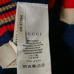 Gucci Navy Blue Cube Intarsia Lurex Wool Knit Sweater XS