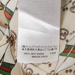 Pre Owned Gucci Beige Web Kisses & Logo Monogram Print Silk Pleated Midi Skirt S