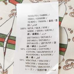 Pre Owned Gucci Beige Web Kisses & Logo Monogram Print Silk Pleated Midi Skirt S