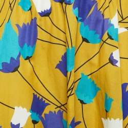Gucci Yellow/Blue Floral Print Cotton Tiered Maxi Skirt M