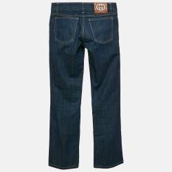 Pre Owned Gucci Navy Blue Denim Straight Leg Jeans S Waist 28"
