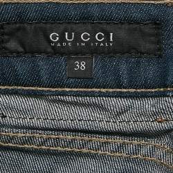 Pre Owned Gucci Navy Blue Denim Straight Leg Jeans S Waist 28"