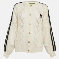 Pre Owned Gucci X Adidas Ivory Mohair Knit Button Front Cardigan L