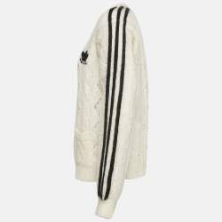 Pre Owned Gucci X Adidas Ivory Mohair Knit Button Front Cardigan L