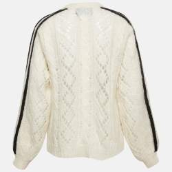 Pre Owned Gucci X Adidas Ivory Mohair Knit Button Front Cardigan L