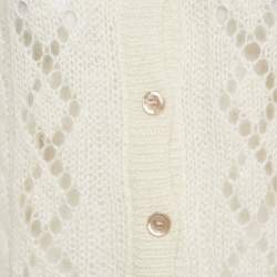 Pre Owned Gucci X Adidas Ivory Mohair Knit Button Front Cardigan L