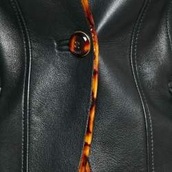 Pre Owned Gucci Black Contrast Trim Leather Button Front Jacket S