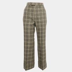 Gucci Grey/Beige Prince of Wales Checks Wool Blend Tapered Trousers S