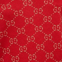 Gucci Red GG Lamé Knit V-Neck Sweater S