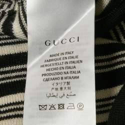Pre Owned Gucci Black/White Blind For Love Intarsia  Lamé and Cashmere Knit Sweater XS