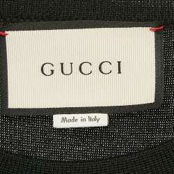 Pre Owned Gucci Black/White Blind For Love Intarsia  Lamé and Cashmere Knit Sweater XS