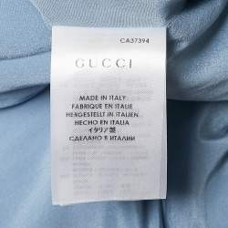Gucci Blue Textured Mohair Double Breasted Mid-Length Coat S
