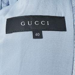 Gucci Blue Textured Mohair Double Breasted Mid-Length Coat S