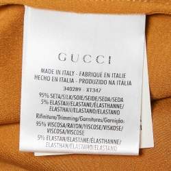 Pre Owned Gucci Mustard Yellow Satin Silk Zip-Up Hooded Jacket S