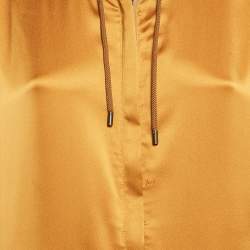 Pre Owned Gucci Mustard Yellow Satin Silk Zip-Up Hooded Jacket S