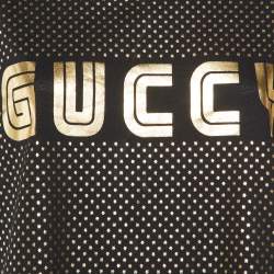 Pre Owned Gucci Black Guccy Star Print Cotton Crew Neck T-Shirt S