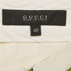 Gucci White Floral Print Linen Shorts S
