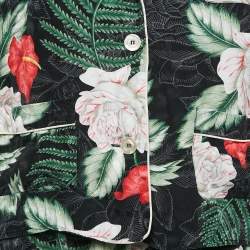 Gucci Black/Multicolor Floral Print Silk Shirt and Shorts Set M