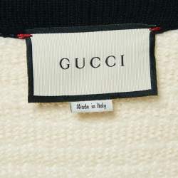 Pre Owned Gucci Cream Wool & Cotton Knit Open Front Cardigan L