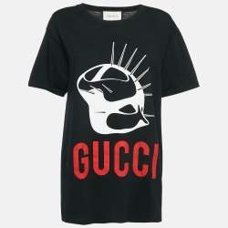 Gucci Black Manifesto Mask Print Cotton Crew Neck T-Shirt M