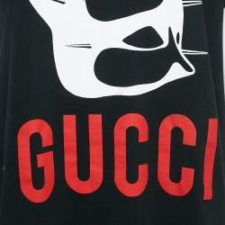 Gucci Black Manifesto Mask Print Cotton Crew Neck T-Shirt M