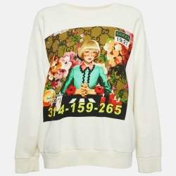 Pre Owned Gucci Cream Ignasi Monreal Graphic Print Cotton Sweatshirt M